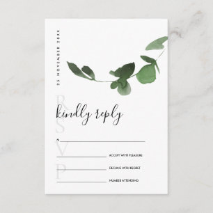 EUCALYPTUS GREEN FOLIAGE WATERCOLOR WEDD RSVP BEGLEITKARTE