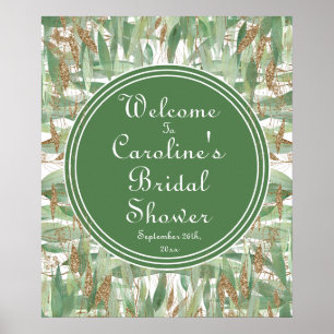 Eucalyptus Green Gold Glitzer Bridal Willkommen Poster