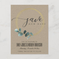 EUCALYPTUS GREEN KRAFT FAUNA KRIEG SAVE THE DATE