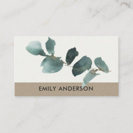 EUCALYPTUS GREEN KRAFT FOLIAGE BRANCH WATERCOLLE VISITENKARTE