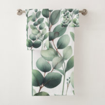 Eucalyptus Green Leaf Print Sot 3-teilig