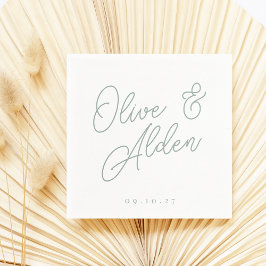 Eucalyptus Green | Oversized Script Names Wedding Serviette