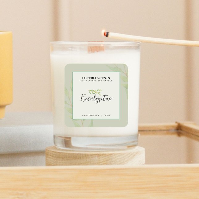 Eucalyptus Green Product Label Quadratischer Aufkleber (Von Creator hochgeladen)
