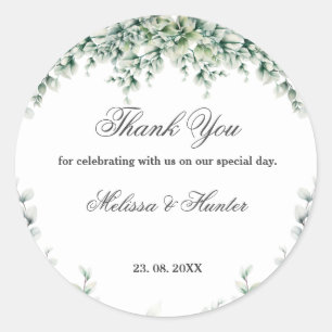Eucalyptus Greenerage Foliage Wedding Vielen Dank Runder Aufkleber