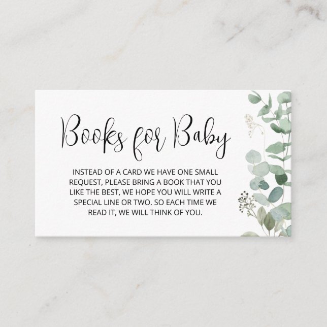 Eucalyptus Greenerenery Baby Shower Books for Baby Begleitkarte (Vorderseite)