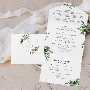 Eucalyptus Greenery All in One Wedding Invite All In One Einladung