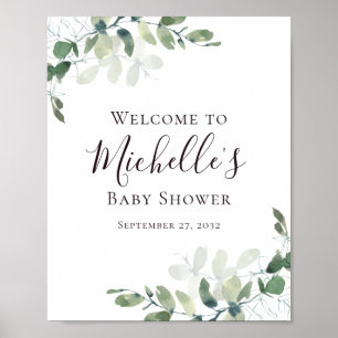 Eucalyptus Greenery Baby Dusche Willkommen Poster