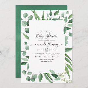 Eucalyptus Greenery Baby Shower Einladung