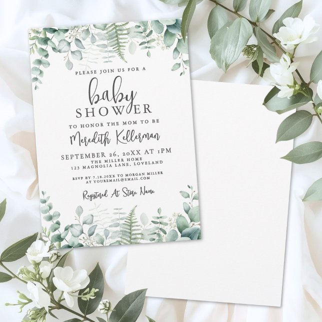 Eucalyptus Greenery Baby Shower Einladung (Eucalyptus Greenery Baby Shower Invitation)