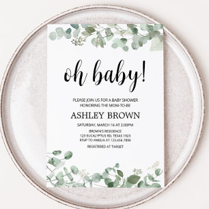 Eucalyptus Greenery Baby Shower Einladung