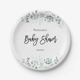 Eucalyptus Greenery Baby Shower Pappteller