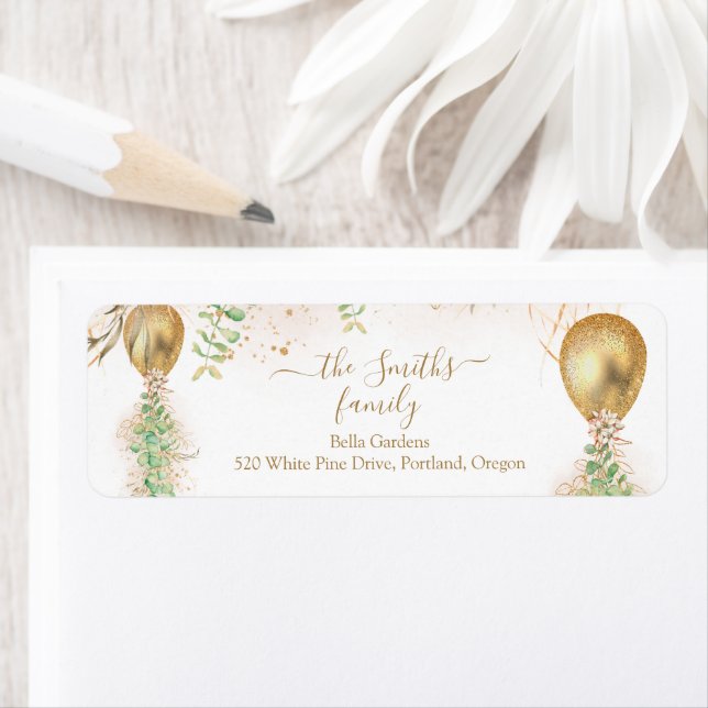 Eucalyptus Greenery Baby Shower Rücksendeadresse (Insitu)