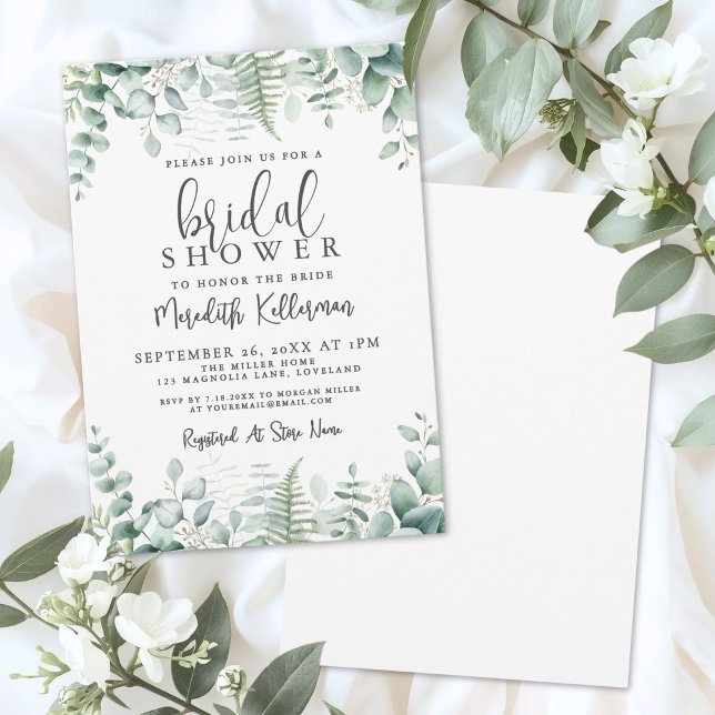 Eucalyptus Greenery Bridal Shower Einladung (Eucalyptus Greenery Bridal Shower Invitation)