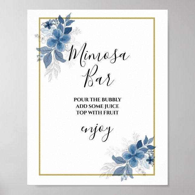 Eucalyptus Greenery Bridal Shower Mimosa Bar Sign Poster (Vorne)