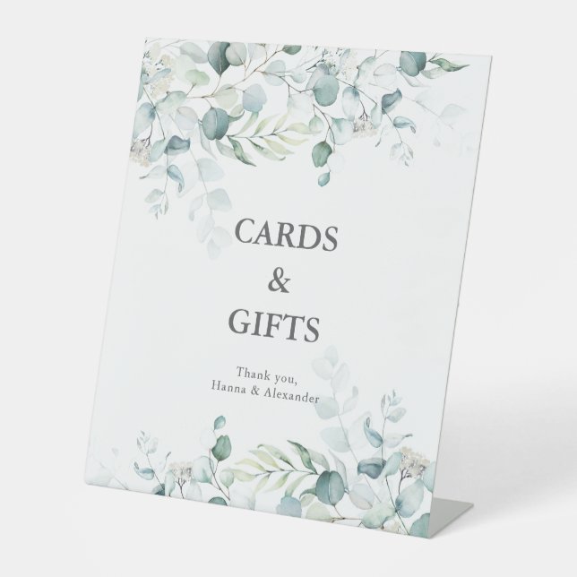 Eucalyptus Greenery Cards and Gifts Sign Sockelschild (Vorderseite)