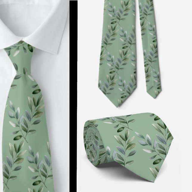 Eucalyptus Greenery Classic Formal Floral Neck Tie Krawatte (Von Creator hochgeladen)