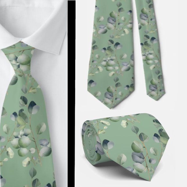 Eucalyptus Greenery Classic Formal Floral Neck Tie Krawatte (Von Creator hochgeladen)