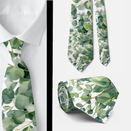 Eucalyptus Greenery Classic Formal Floral Neck Tie Krawatte