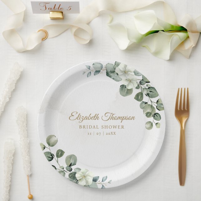 Eucalyptus Greenery Elegant Bridal Shower Pappteller (Hochzeit)