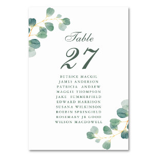 Eucalyptus Greenery Elegant Wedding Guest Name Tischnummer