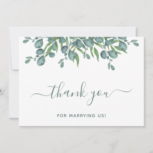 Eucalyptus Greenery Elegant Wedding Offizier Dankeskarte (Vorderseite)