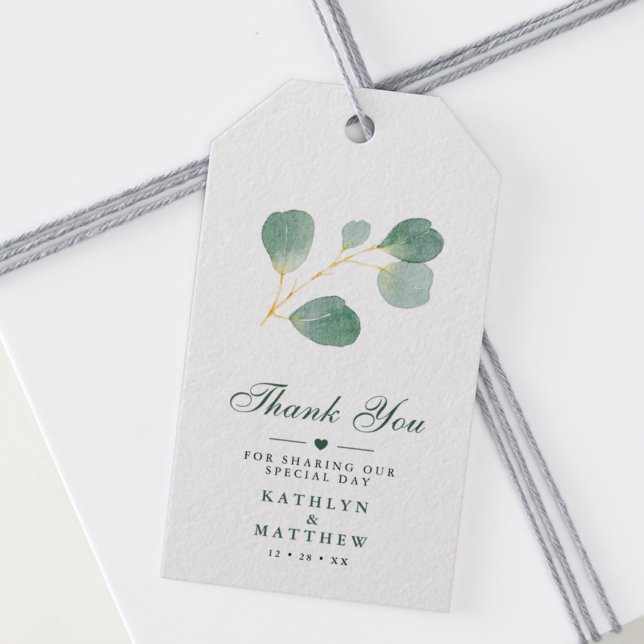 Eucalyptus Greenery Elegant Wedding Vielen Dank Geschenkanhänger (Von Creator hochgeladen)