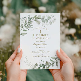 Eucalyptus Greenery First Communion Religious Einladung