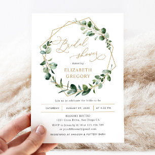 Eucalyptus Greenery Geometric Bridal Shower Einladung