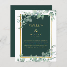Eucalyptus Greenery Gold Emerald Wedding QR CODE I