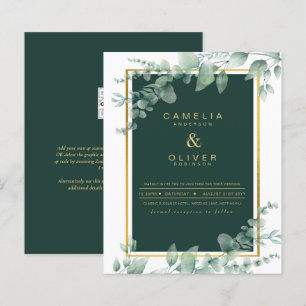 Eucalyptus Greenery Gold Emerald Wedding QR CODE I
