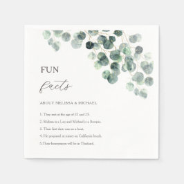 Eucalyptus Greenery Gold Fun Facts Wedding  Serviette