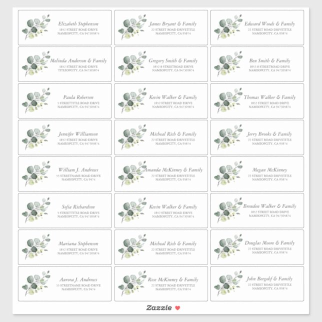 Eucalyptus Greenery Guest Names Smaller Labels (Blatt)