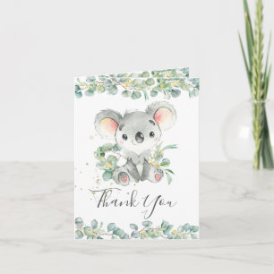Eucalyptus Greenery Koala Birthday Baby Shower Dankeskarte