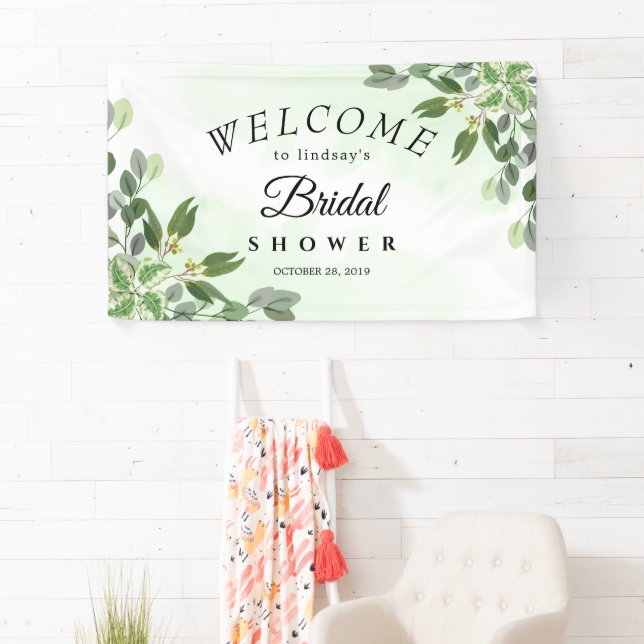 Eucalyptus Greenery Succulent Brautparty Banner (Insitu)