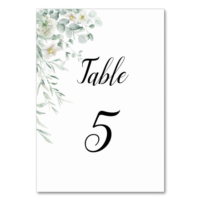 Eucalyptus Greenery Table Number Card Tischnummer (Vorderseite)