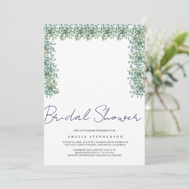 eucalyptus greenery wedding einladung (Stehend Vorderseite)