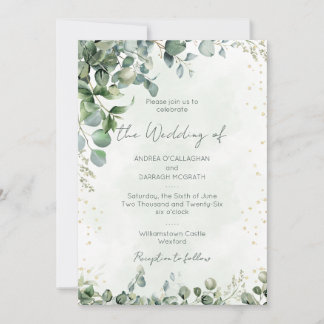 Eucalyptus Greenery Wedding Invitation Flat Card Einladung