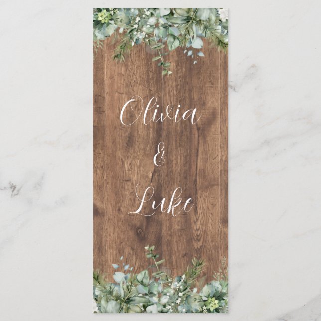 Eucalyptus Greenery Wedding Menu Card | Rustic Menükarte (Vorderseite)