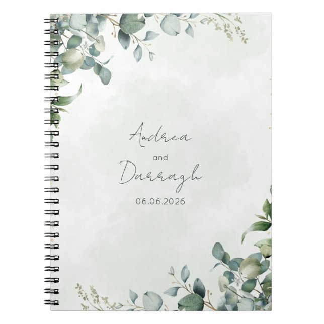 Eucalyptus Greenery Wedding Notebook 1001A Notizblock (Vorderseite)