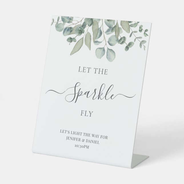 Eucalyptus Greenery Wedding Sparkle Sign Sockelschild (Vorderseite)