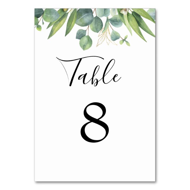 Eucalyptus Greenery Wedding Table Number Tischnummer (Vorderseite)