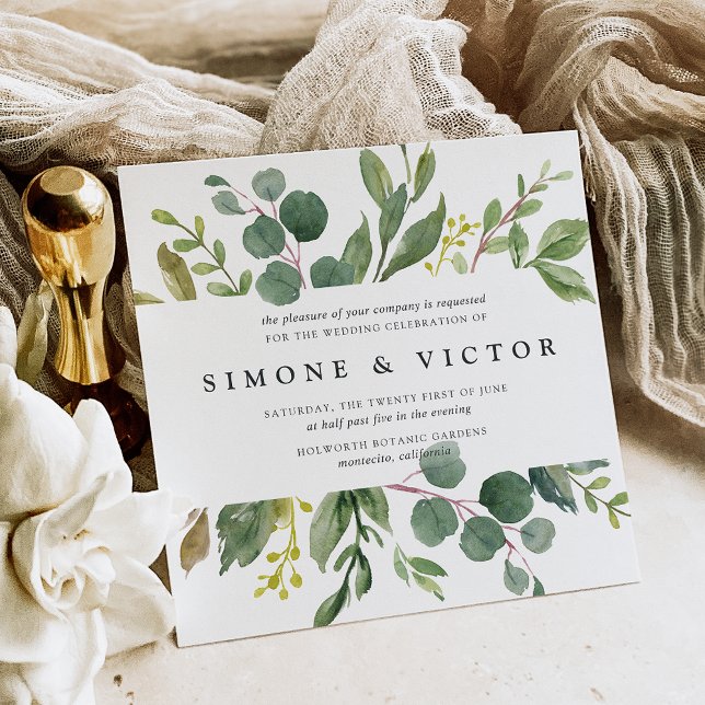 Eucalyptus Grove Wedding Invitation | Square Einladung (Von Creator hochgeladen)