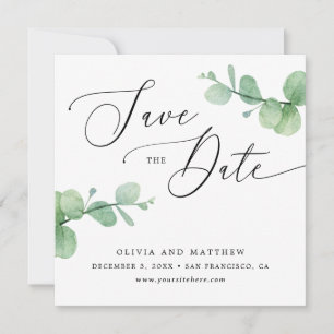 Eucalyptus-Hochzeit Elegante Grünpflanzen-Garten Save The Date