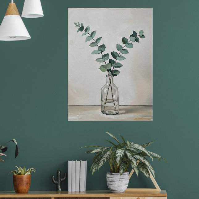 Eucalyptus in Glass Vase a Minimal Botanical Wall  Poster (Wohnzimmer 1)
