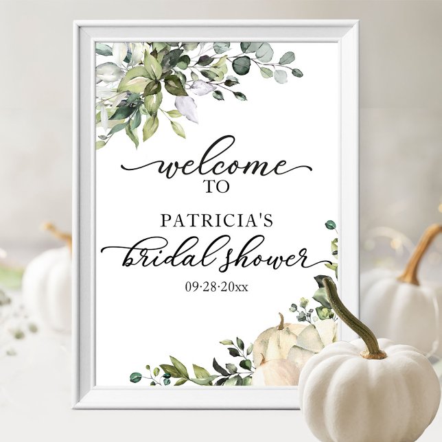 Eucalyptus-Kürbis-Herbst-Brautabschiedsgruß-Willko Poster (Von Creator hochgeladen)
