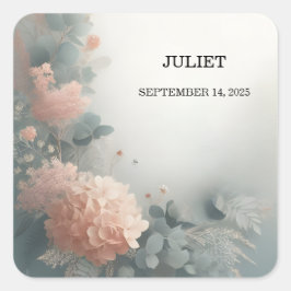 Eucalyptus Lace Tulle Dusty Blue Brautparty Quadratischer Aufkleber