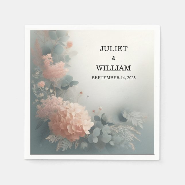 Eucalyptus Lace Tulle Pastel Dusty Blue Wedding Serviette (Vorderseite)