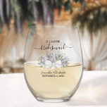 Eucalyptus Lavender Bridesmaid Trauzeugin Gift Weinglas Ohne Stiel<br><div class="desc">Dieses Set ist die perfekte Wahl, um den Hochzeitsjungfrauen und der Trauzeugin zu danken. Das schöne schicke boho-Design besticht durch ein handgemaltes Bouquet von Aquarellfarben mit Eukalyptus-Blätter und Lavendelwaschern-Blume in den Farbtönen von Salbeigrün und lila Licht. Ihr Name & Titel erscheint in elegantem Schriftzeichen mit den Namen des Paares und...</div>