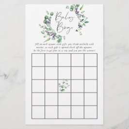 Eucalyptus Lavender Greenery Baby Shower Bingo