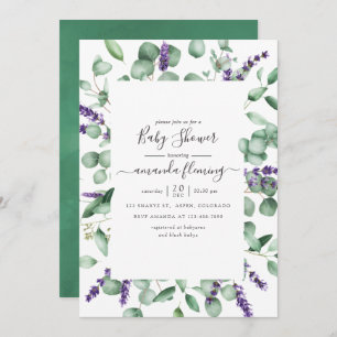 Eucalyptus Lavender Greenery Baby Shower Einladung
